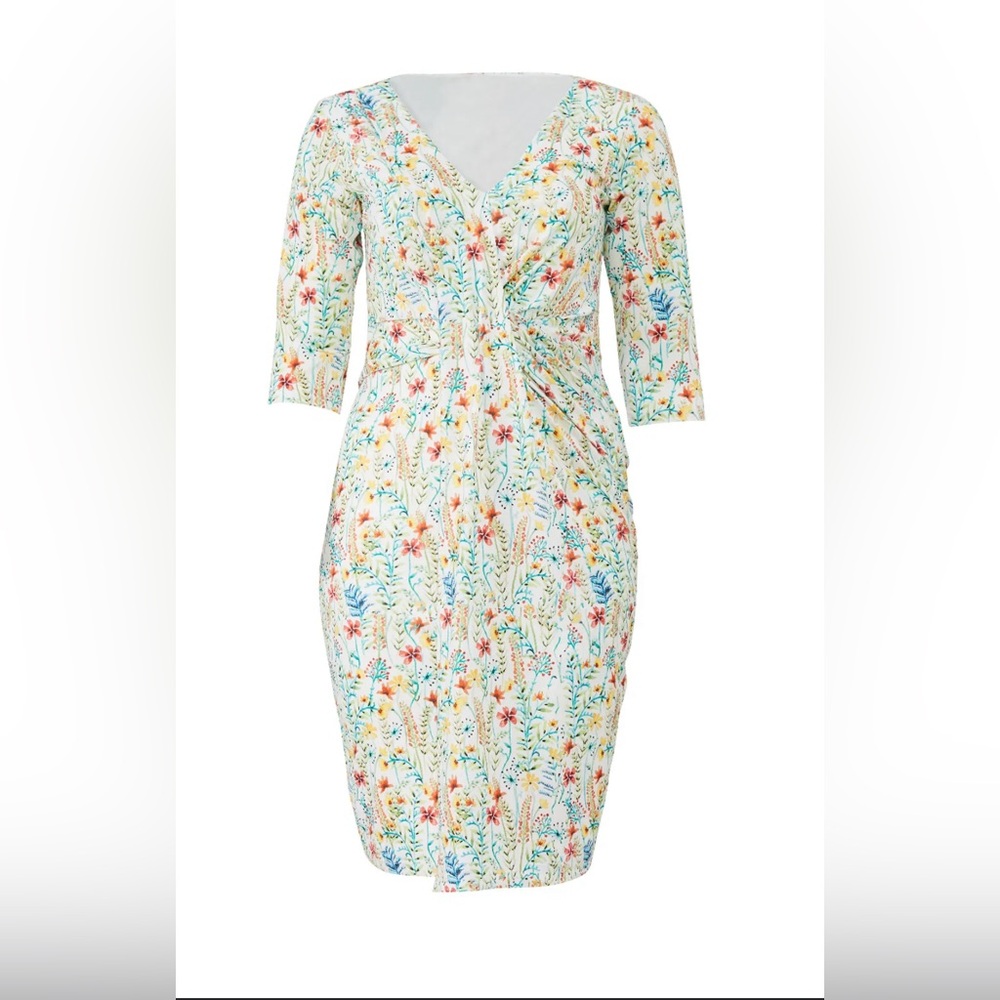 Jason Wu x ELOQUII Floral Drape Front Sheath dress size 14